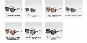 Collection of cat-eye sunglasses in various colors with retro frames and metallic details