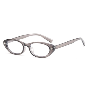 Retro cat-eye glasses frame in translucent grey with stylish irregular small narrow frame