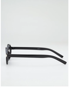 Macro side view of black minimalist square sunglasses frame with style code CA2241 detail