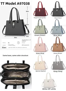 Internal structure of soft PU leather tote bag with three compartments and 30x13x22cm dimensions