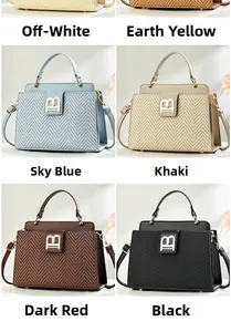 Detail view of colorful crossbody bags with textured fabric and stylish gold B-shaped buckles