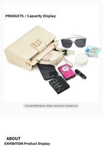 Interior view of the cream shoulder bag showing large capacity for daily essentials