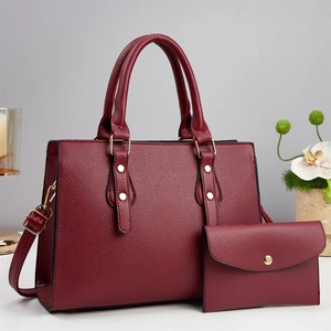 Sac À Main Pour Femmes Et Pochette Cuir PU Grain Litchi Grande Capacité Sac Bandoulière Mode Fourre-Tout Shopping