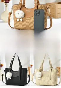 Detailed size comparison of macaron fashion handbags with cute plush lamb charms