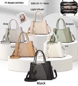 Multi-angle view of six colors of women's tote bags with dimensions 25x11x18cm