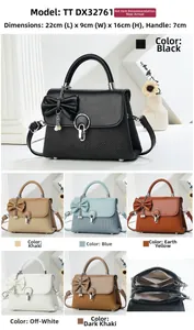 Detail view of stylish square handbags with internal compartments and 22x9x16cm dimensions
