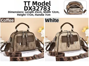 Detailed views of vintage crossbody bags with brown leather trim and old pattern textures