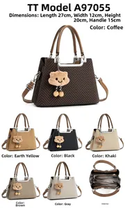 Detailed dimensions of multi-layer handbag 27x12x20cm with multiple color options