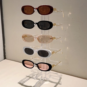Lunettes de soleil ovales rétro avec branches métalliques dorées en forme d'éclair, mix