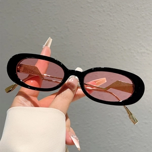 Lunettes De Soleil Ovales Rétro Monture En Plastique Branches Métalliques Géométriques Protection UV Mode Pour Femmes Hommes