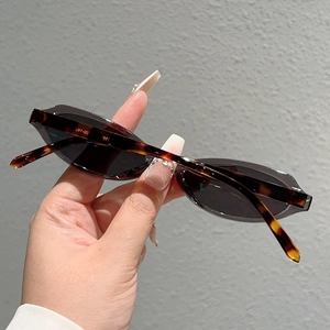 Détail de lunettes de soleil œil-de-chat écaille avec code modèle sur la branche