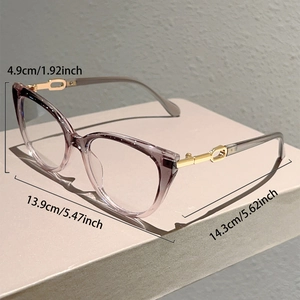 Detailed size chart of cat eye glasses frames with metal hinge dimensions and measurements