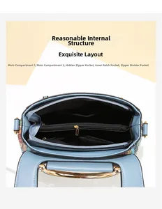 Detail view of the bag's interior structure showing multiple compartments and pockets