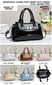 Détails du petit sac à main motif crocodile en six couleurs avec fermoirs en métal argenté