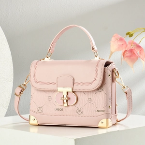 Retro Damen Handtasche PU Leder Cartoon Druck Umhängetasche Goldener Verschluss Kleine Quadratische Schultertasche Vintage