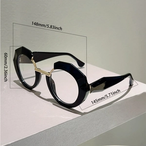Detailed size specifications for irregular round geometric metal glasses frames