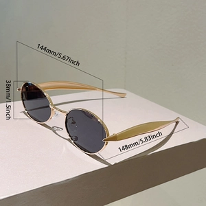 Tableau des tailles détaillé pour lunettes de soleil ovales en métal avec mesures
