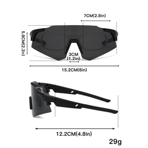 Spécifications de taille pour lunettes de soleil de sport PC avec dimensions de monture