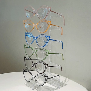 Chic cat eye blue light blocking glasses in six trendy hollow metal frame colors