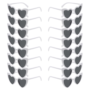 Lot de 16 lunettes de soleil en forme de cœur blanc pour fêtes et événements