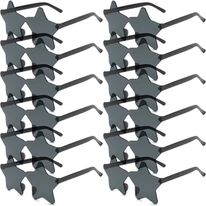 Set di 12 paia di occhiali da sole neri senza montatura a forma di stella per feste e rave