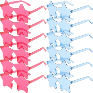 Set di 12 occhiali da sole a stella senza montatura in rosa e blu per feste e party