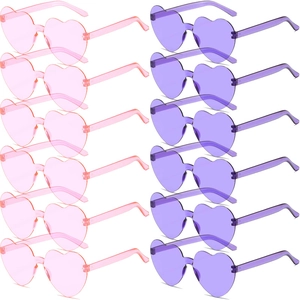 Lunettes De Soleil Sans Monture En Forme De Cœur UV400 Transparent Couleur Bonbon Tendance Fête Pour Femmes Hommes