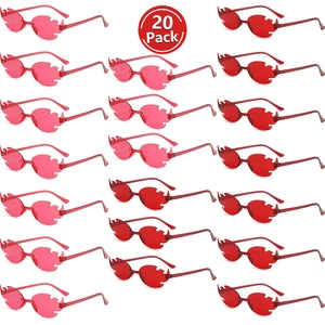 Rimless Flame Shaped Sunglasses Trendy Fire Design Party Eyewear Festival Celebration Novelty Oversized Punk Style Shades For Men Women