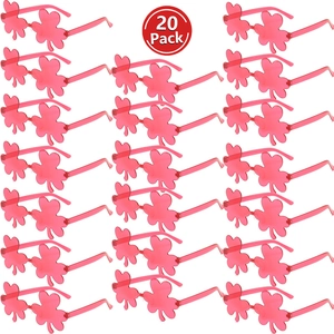 20 Pack of pink shamrock shaped party sunglasses for festivals on white background