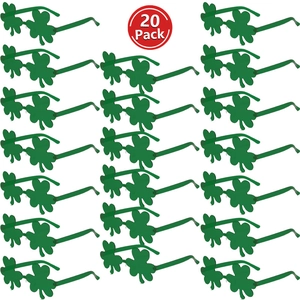 20 Pack of St. Patrick's Day shamrock clover sunglasses in bright green party style