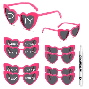 DIY Heart Shaped Sunglasses And White Permanent Marker Pen PC Frame Fashion Eyewear For Wedding Birthday Party Favors Novelty
