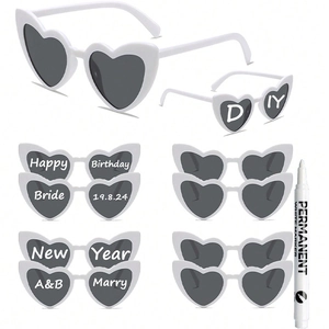 DIY heart shaped sunglasses set with marker for personalized party wedding favors