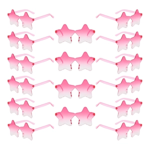 Bulk set of 16 pairs of star shaped rimless pink gradient party sunglasses for kids