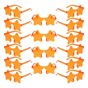 Set of 16 orange star-shaped rimless jelly sunglasses for party and festive occasions
