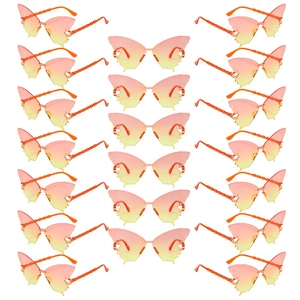 Set of 21 butterfly shaped rimless sunglasses with orange gradient lenses in matrix view