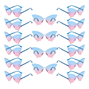 Lot de lunettes de soleil papillon sans monture avec verres dégradés bleu à rose