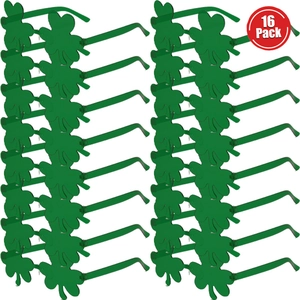 16 pack of green shamrock shaped glasses for St. Patrick's Day party favors