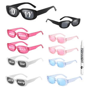 DIY colorful party sunglasses set with customizable lenses and permanent marker pen