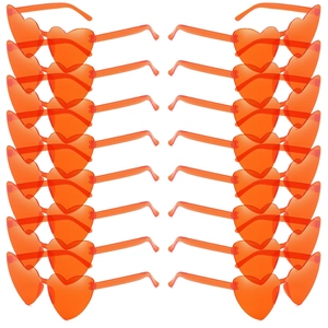 Set of 16 pairs of orange heart-shaped rimless sunglasses for parties and festivals