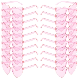Heart Shaped Rimless Sunglasses PC Plastic Transparent Candy Color UV400 Protection Party Festival Eyewear Fashion