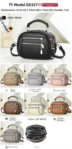Multi-layer crossbody phone bag with three zipper compartments and pebble grain texture