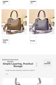 Close-up of textured PU leather multi-layer shoulder bag with heart charm and wide strap