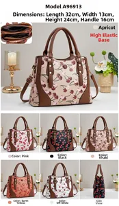 Detailed size specifications and interior structure of the cherry print crossbody bag