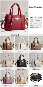 Detailed size specifications and 9-color variety chart for minimalist women's tote bags