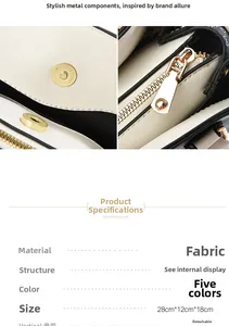 Detail view of high-gloss metal zipper and magnetic closure on fabric shoulder bag