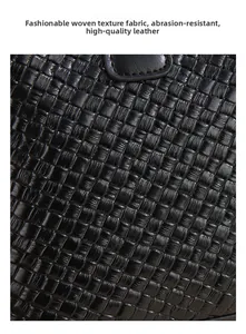 Detailed close-up of woven texture on a black wear-resistant leather bucket bag