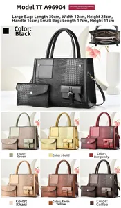 Detailed views of crocodile pattern tote bag with matching pouch in seven stylish colors