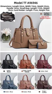 Vue détaillée d'un ensemble de trois sacs à main pour femmes en cuir synthétique grainé