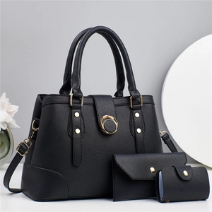 Sacs Assortis Pour Femmes En Cuir PU Grain De Litchi Sac À Main Et Pochette Et Porte Cartes Élégante Boucle À Anneau Doré