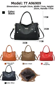 Detailed dimension chart showing size specs and multi-compartment interior for tote bags